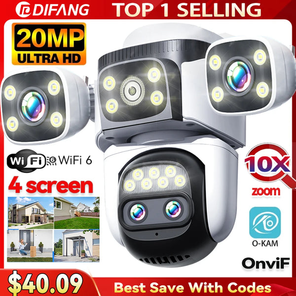 WiFi Camera 4 Lens Four Screen 360°